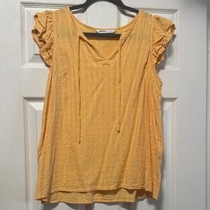 Sonoma Peach Blouse with Ruffle Sleeves